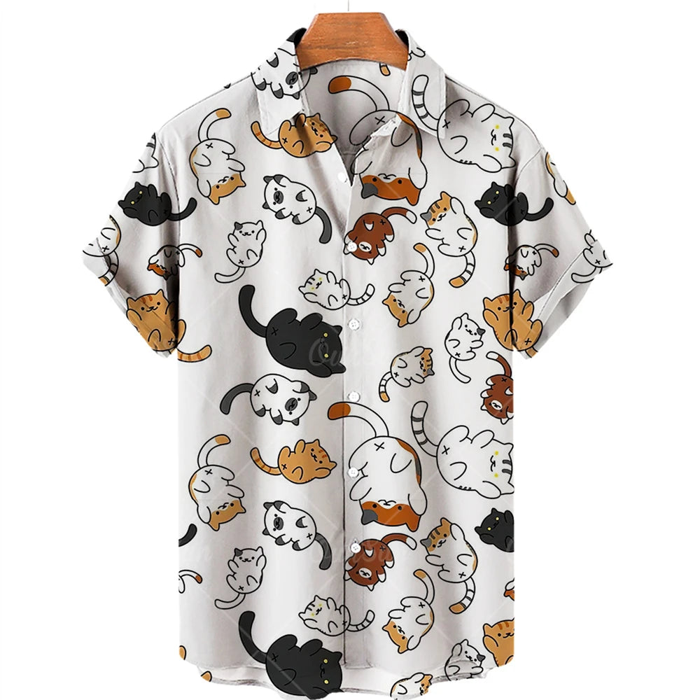 Summer Men's Hawaiian Short Sleeve Printed Shirts Loose Fashion Clothing