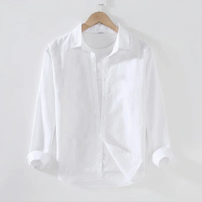 classic men long sleeve shirt in linen and cotton