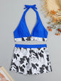 Bikini set short swimsuit women high waist swimwear printed beachwear