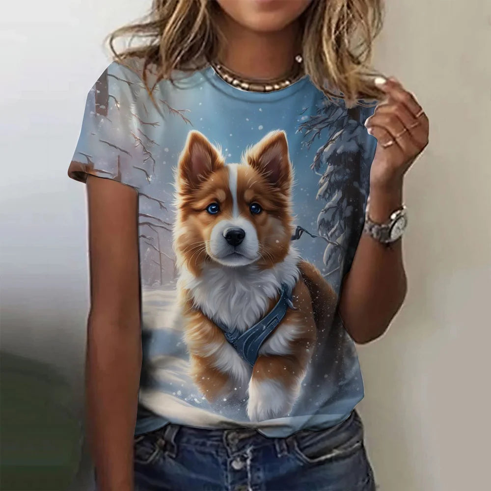 Hot selling women's T-shirts 3D printed pet dog fashion