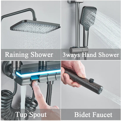 bathroom shower rain shower bathroom accessories  hot cold digital shower set