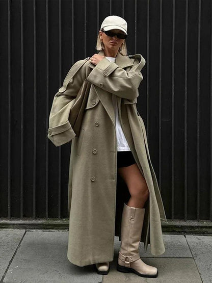 Solid long girls over coat full sleeve autumn winter lose street style - ARI