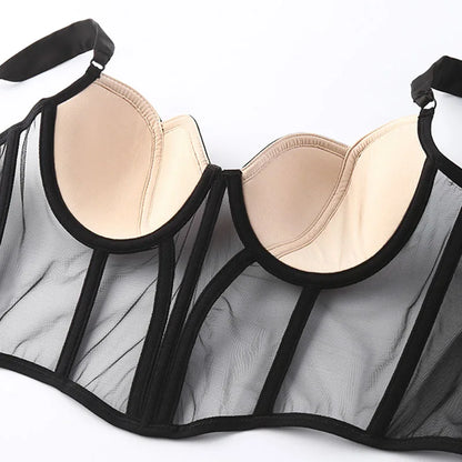 classic women's push-up transparent lingerie sexy shaper bra thin beauty back underwear