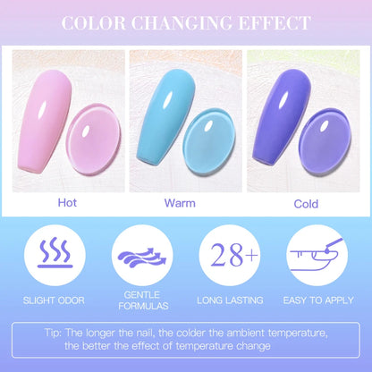 thermal gel nail polish 3 layers temperature color changing semi permanent uv gel varnish nails