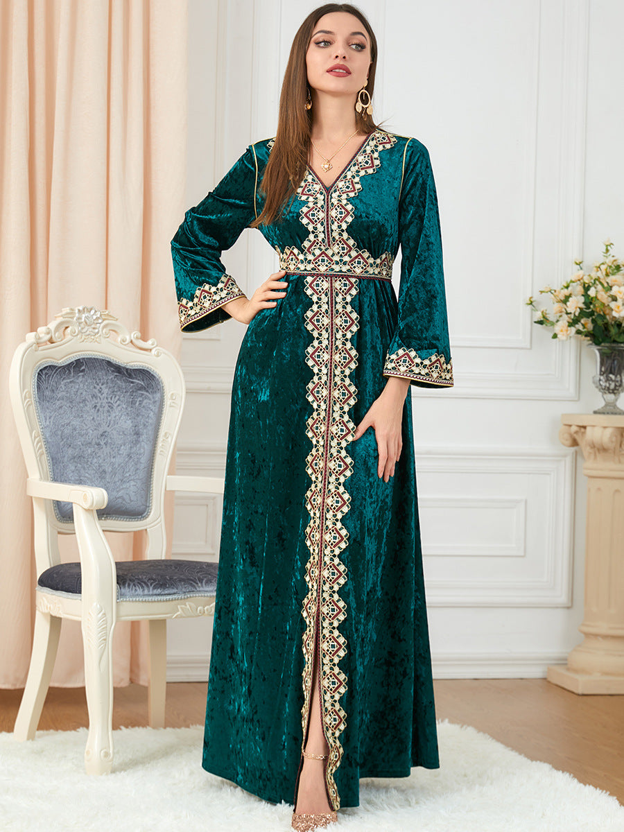 Dubai velvet dress women long dresses clothing turkey arabic dress