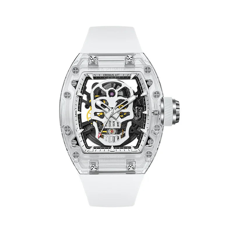 Cronus art mechanical men’s watch 50mm sapphire case skeleton skull dial