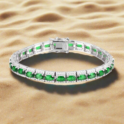 handmade emerald diamond bangle bracelet 925 sterling silver wedding jewelry gift for women