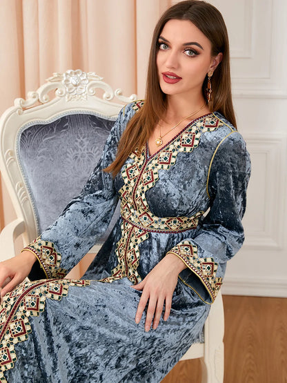 Dubai velvet dress women long dresses clothing turkey arabic dress