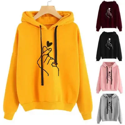 Loose-fit Casual Printed Hooded Sweatshirt For Women , men