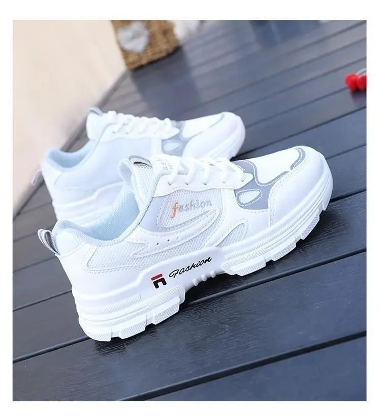 Women Running Shoes Fashion Breathable Walking Mesh Lace Up Platform Shoes Sneakers Women Tenis Feminino White Vulcanized Shoes