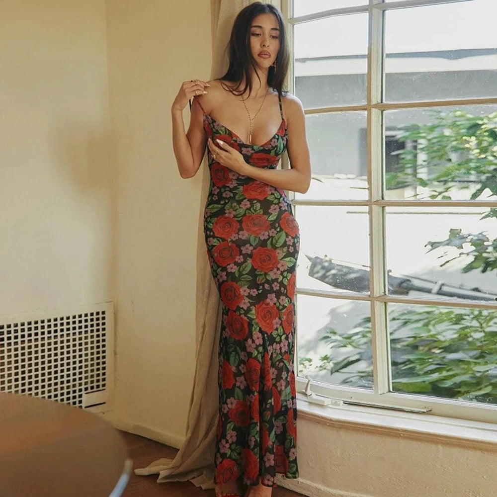 Woman long dress,amazing flowers