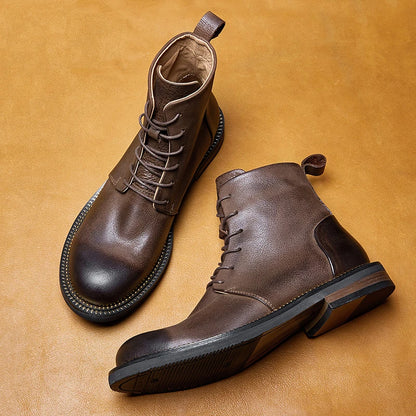 Handmade, high-quality, soft cow leather boots in British style.