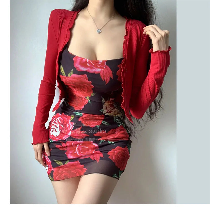 women short dress Sexy Slim Strap Dress Elegant Red Fashion