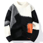 winter fashion patchwork sweater, thick and warm, streetwear style, loose sweater