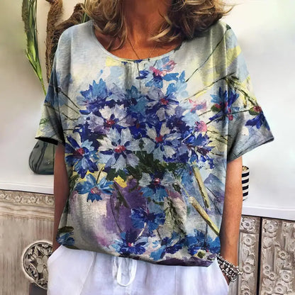 3d floral print tee fashion women t-shirt everyday tops