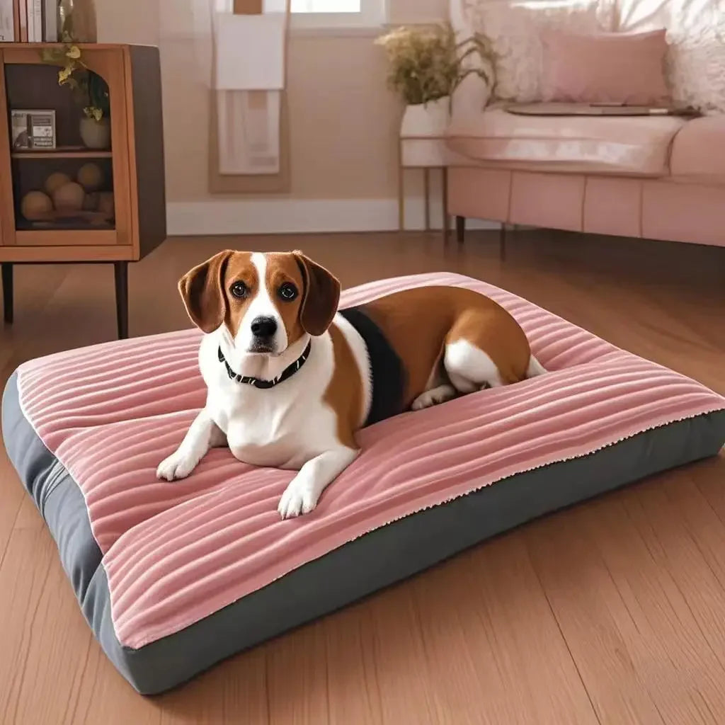 Large corduroy dog bed for medium & big dogs,Washable, soft, removable mat