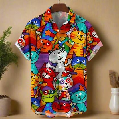 shirt designs of Cartoon animal cat print anime vintage clothing