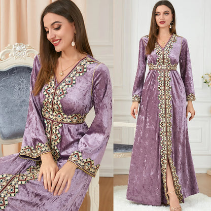 Dubai velvet dress women long dresses clothing turkey arabic dress