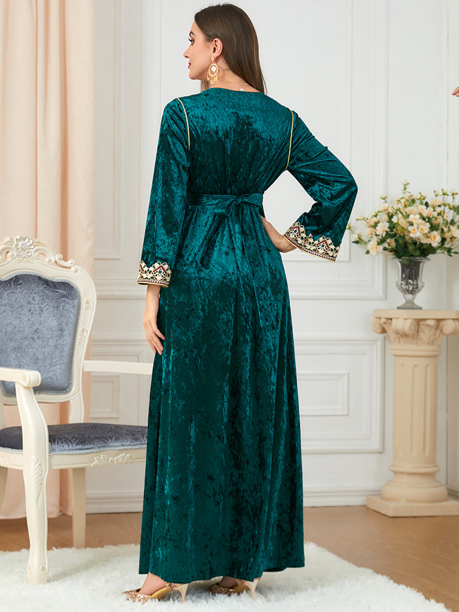 Dubai velvet dress women long dresses clothing turkey arabic dress