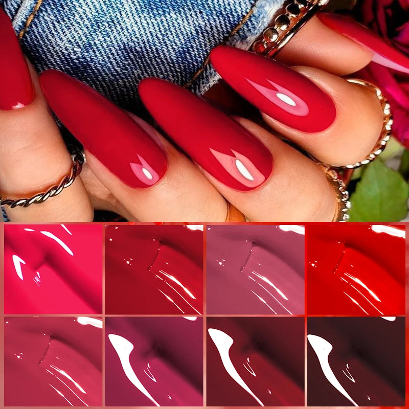 meet across red gel nail polish,  nail art manicure base matte top coat