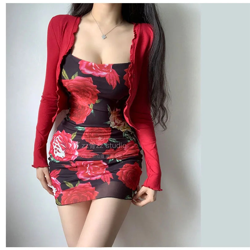 women short dress Sexy Slim Strap Dress Elegant Red Fashion