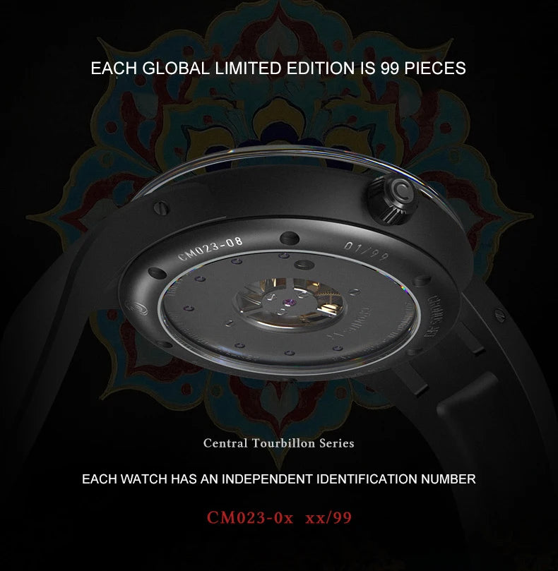 CRONUSART Men Tourbillon Watch  Titanium Mechanical watch