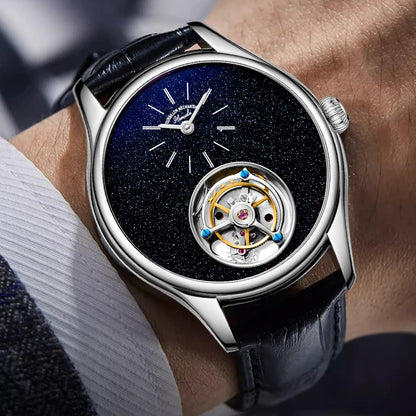 ARI ORBIS Tourbillon Movement Watch Mechanical Business Watches Starry Sky Sapphire Mirror Skeleton