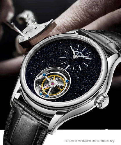 ARI ORBIS Tourbillon Movement Watch Mechanical Business Watches Starry Sky Sapphire Mirror Skeleton