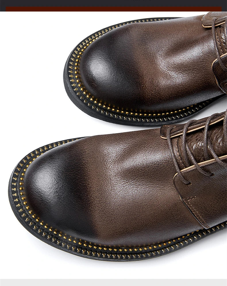 Handmade, high-quality, soft cow leather boots in British style.