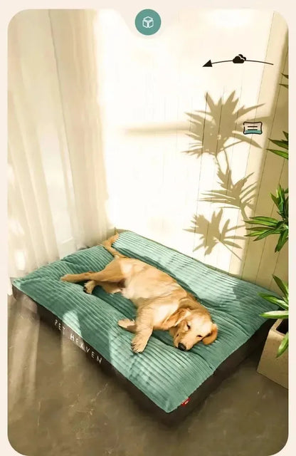 Large corduroy dog bed for medium & big dogs,Washable, soft, removable mat