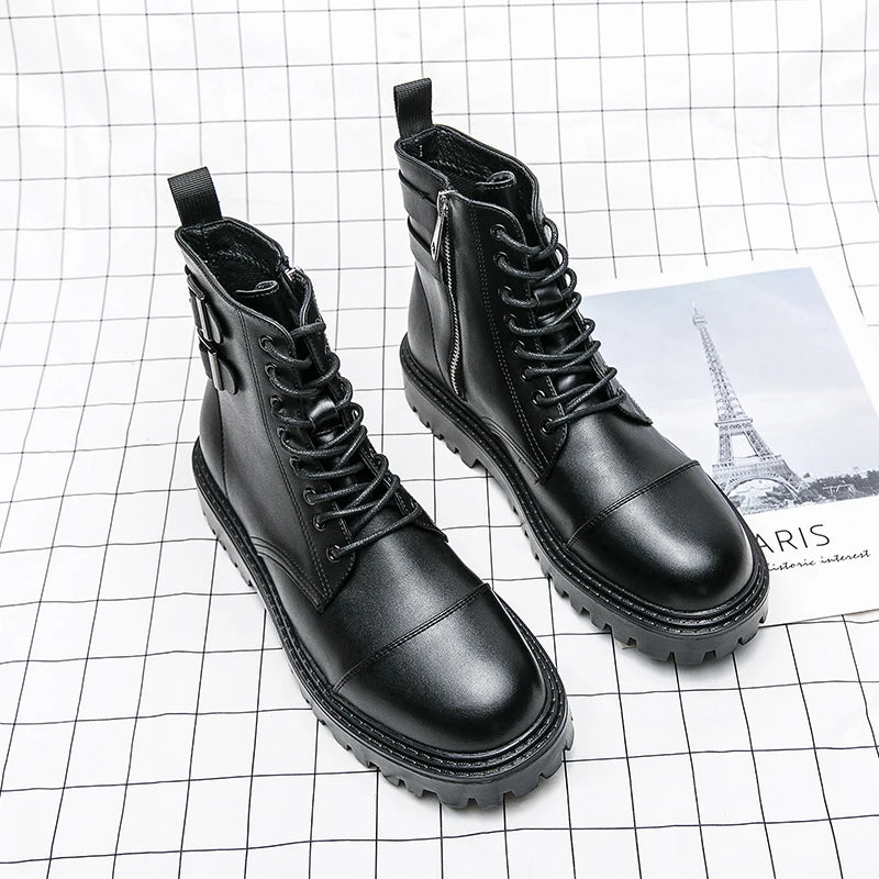 Classic boots fashion  leather men women high boots