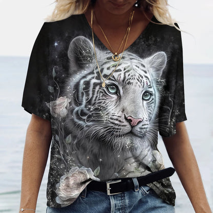 Women  t-shirt with animal print streetwear