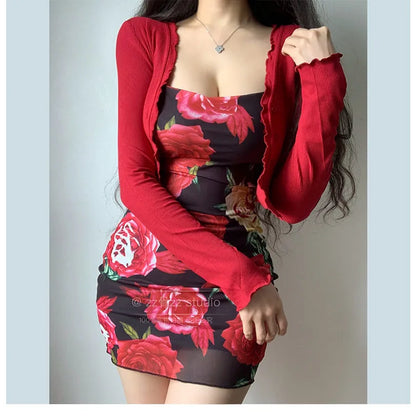 women short dress Sexy Slim Strap Dress Elegant Red Fashion