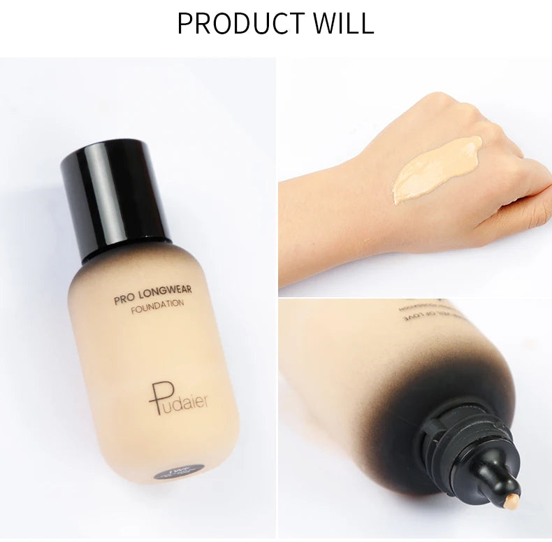 face liquid foundation full concealer makeup waterproof base brighten whitening cover dark circle