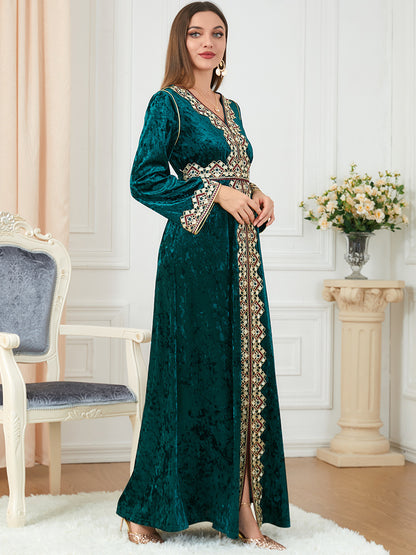 Dubai velvet dress women long dresses clothing turkey arabic dress