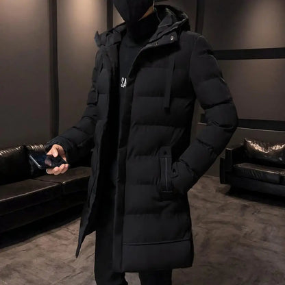 Men winter hooded windbreaker   warm and casual coat