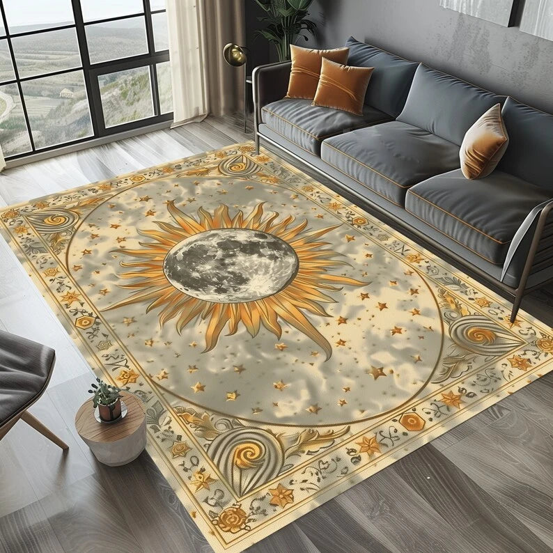 large area retro print living room carpet plush rug , with beautiful designs