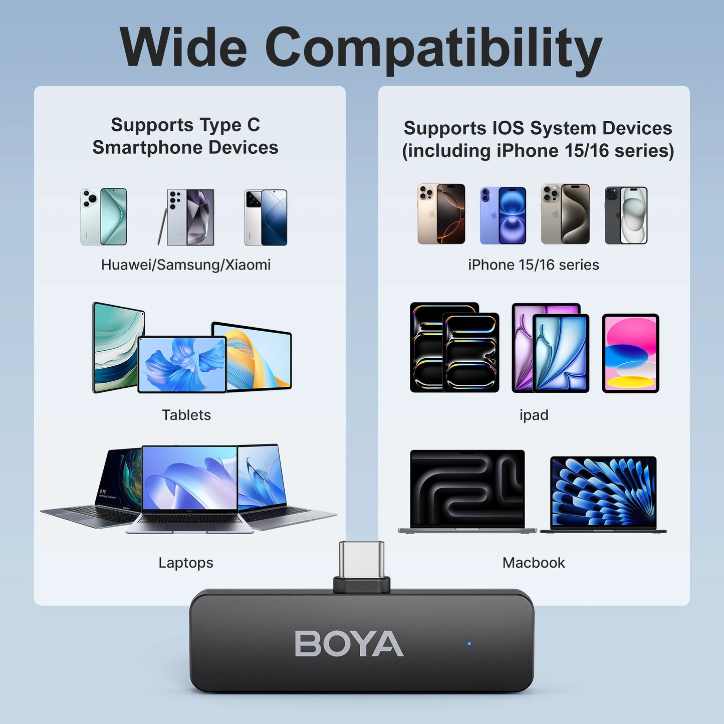 BOYA  -V4U Wireless  Microphone for iPhone Android Phone PC YouTube Video Recording Vlog Live Streaming Interview