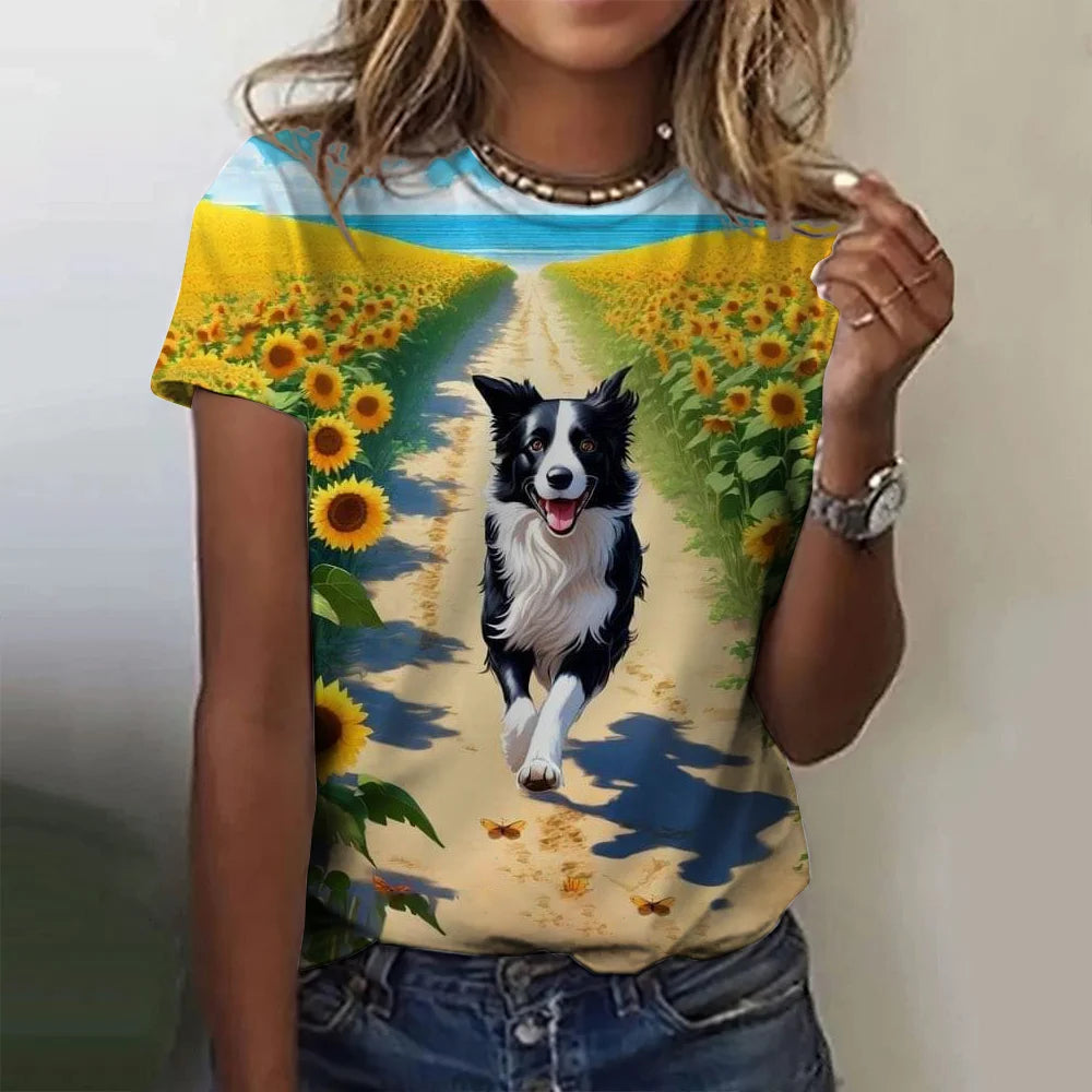 Hot selling women's T-shirts 3D printed pet dog fashion