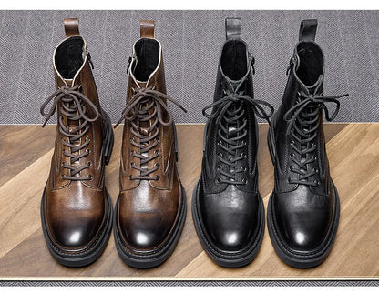 Leather  Boots For Man Thick Fashion Shoes