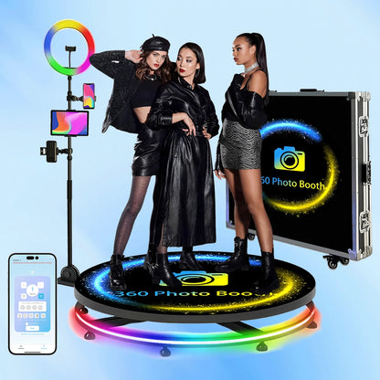 360 photo booth machine - automatic rotating selfie camera with flight case