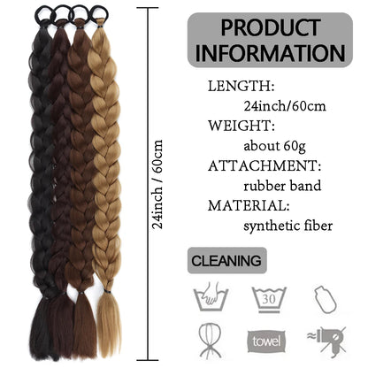 Synthetic long twist braid ponytail extensions with rubber band for women. Perfect for daily use