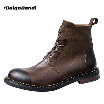 Handmade, high-quality, soft cow leather boots in British style.