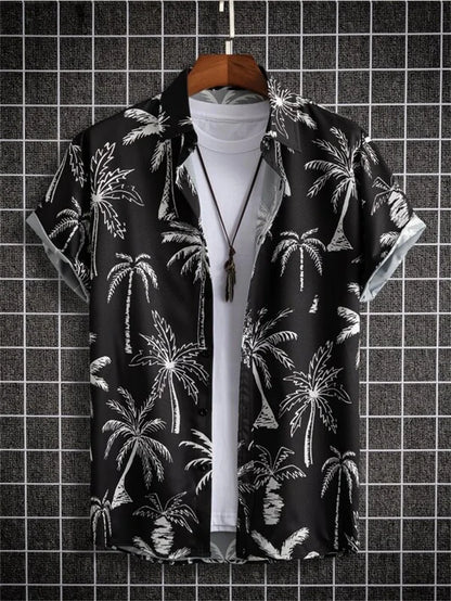 Hawaiian top men's clothing street party men's shirt breathable