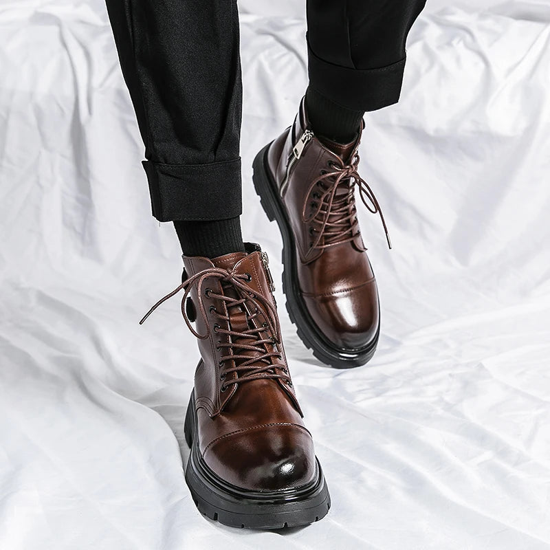 Classic boots fashion  leather men women high boots