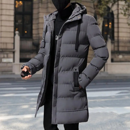 Men winter hooded windbreaker   warm and casual coat