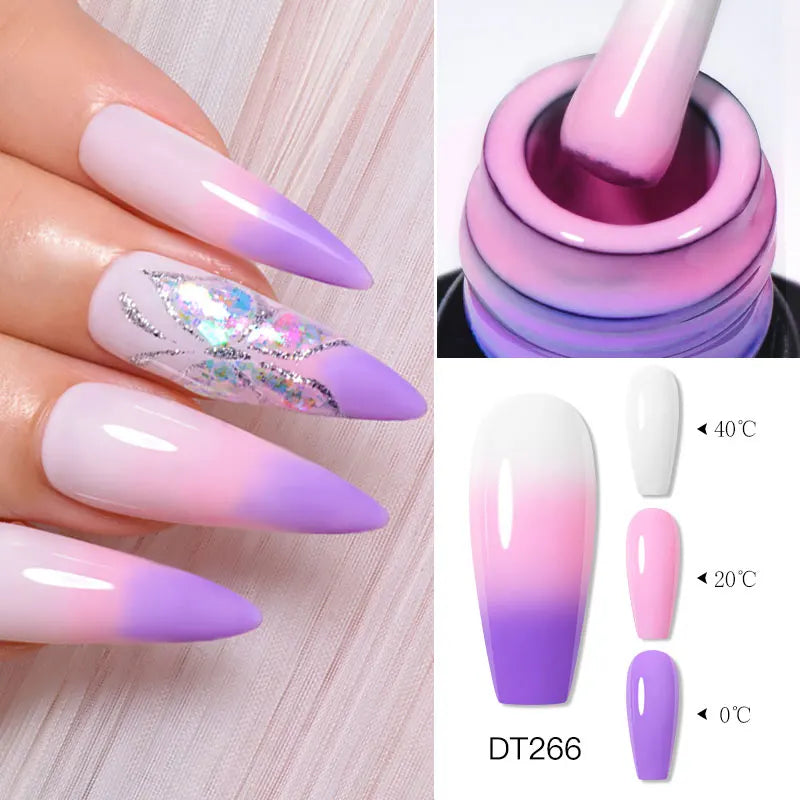 thermal gel nail polish 3 layers temperature color changing semi permanent uv gel varnish nails