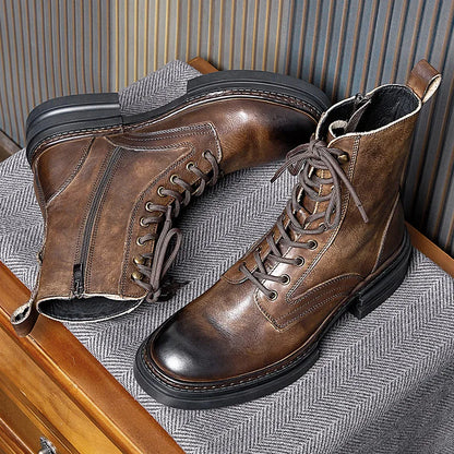 Leather  Boots For Man Thick Fashion Shoes