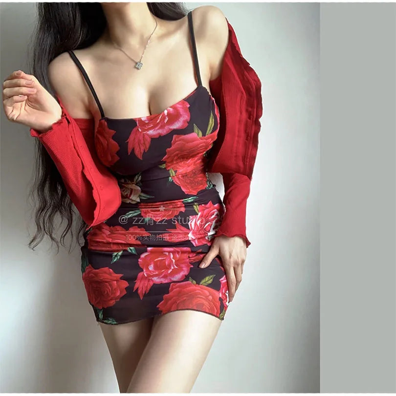 women short dress Sexy Slim Strap Dress Elegant Red Fashion