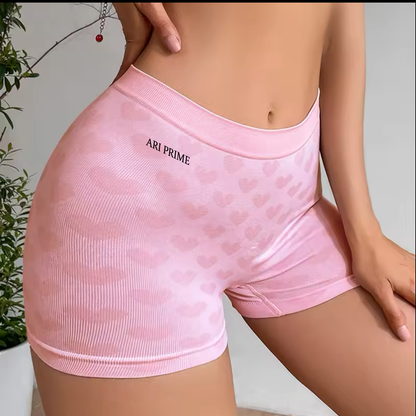 ARI brand panties love heart pink high-waisted breathable knitting underwear for women